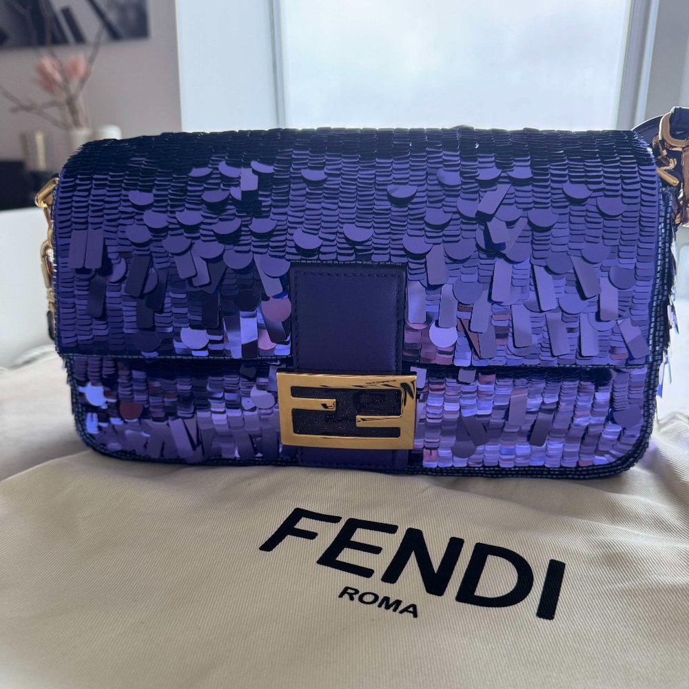 Fendi Baguette Purple sequined bag